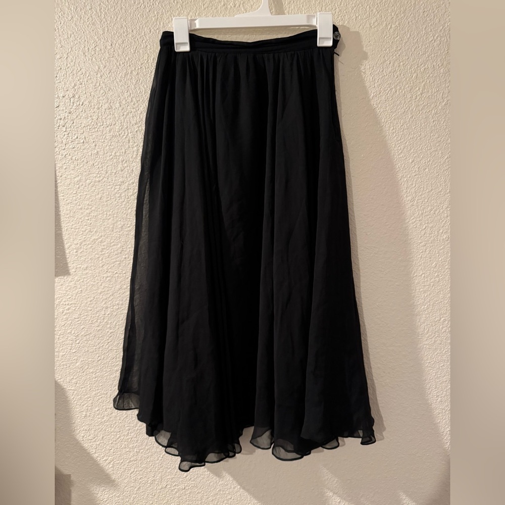 Elegant Black Maxi Skirt 100% Silk